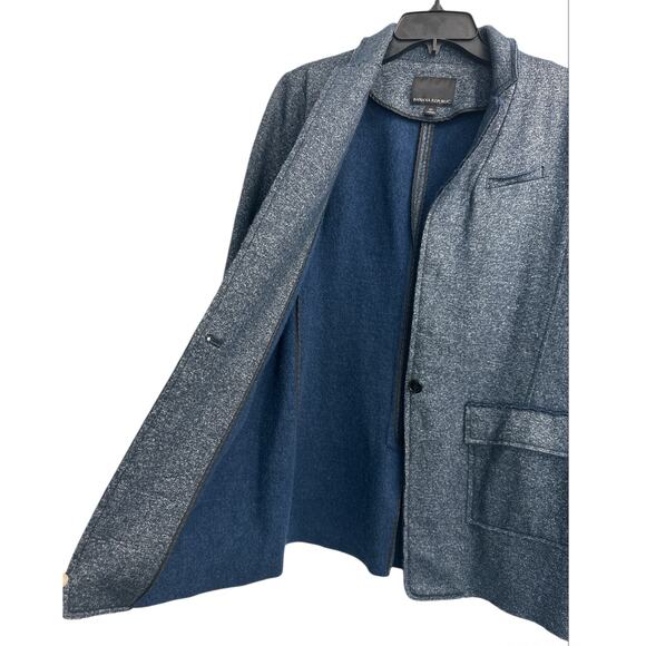 Banana Republic Navy Blue Tweed Blazer Jacket Women’s Sz 10 Pockets Cotton Blend - Picture 4 of 11